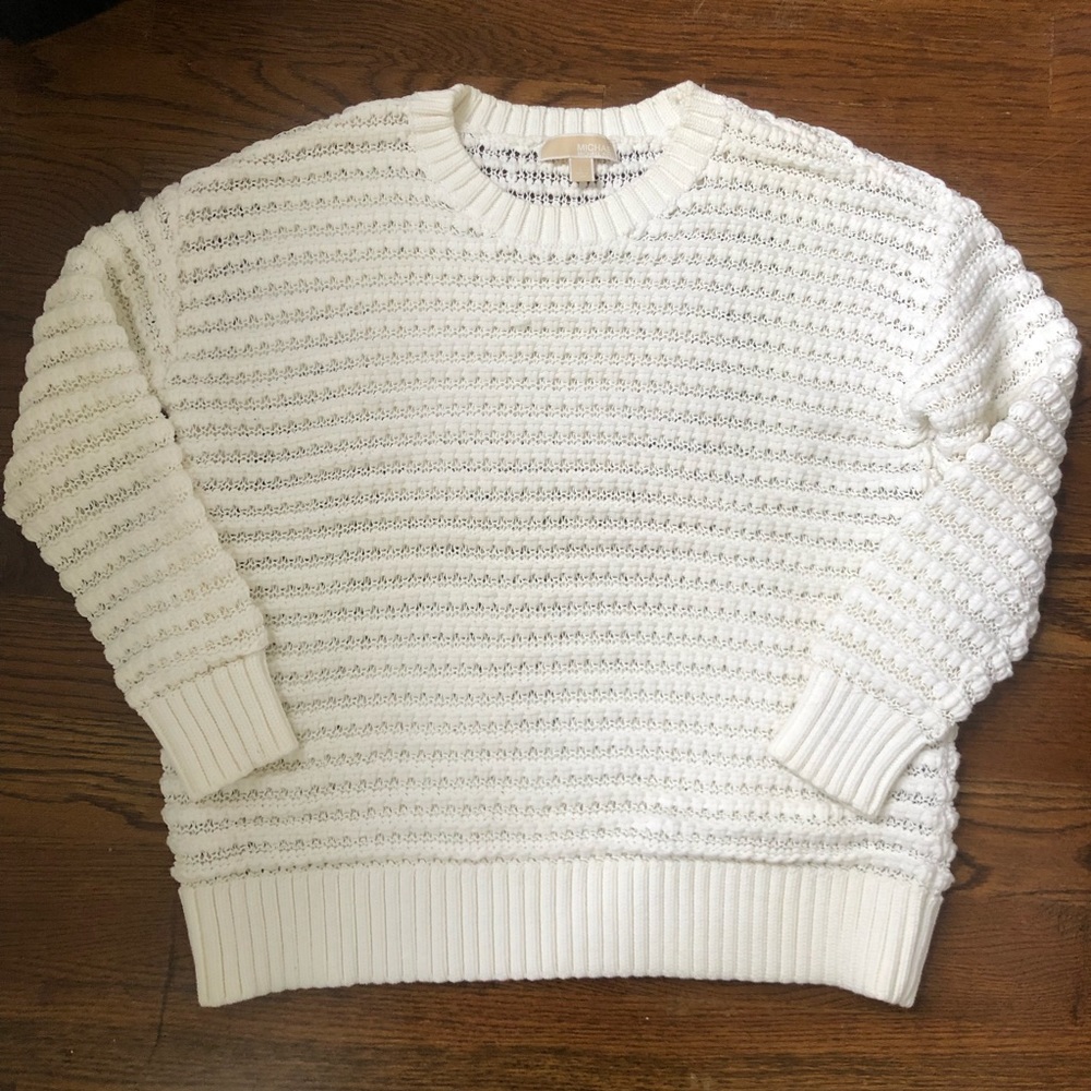 MICHAEL KORS White Open Knit Sweater